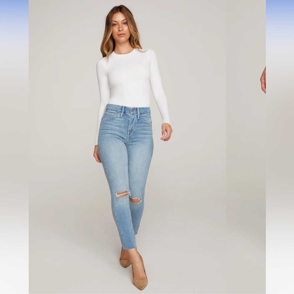 Good American good waist frayed hem jeans